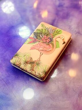 Y2k Retro Tropical Flamingo Compact Mirror Hand-painted Graphic Kitschy Novelty